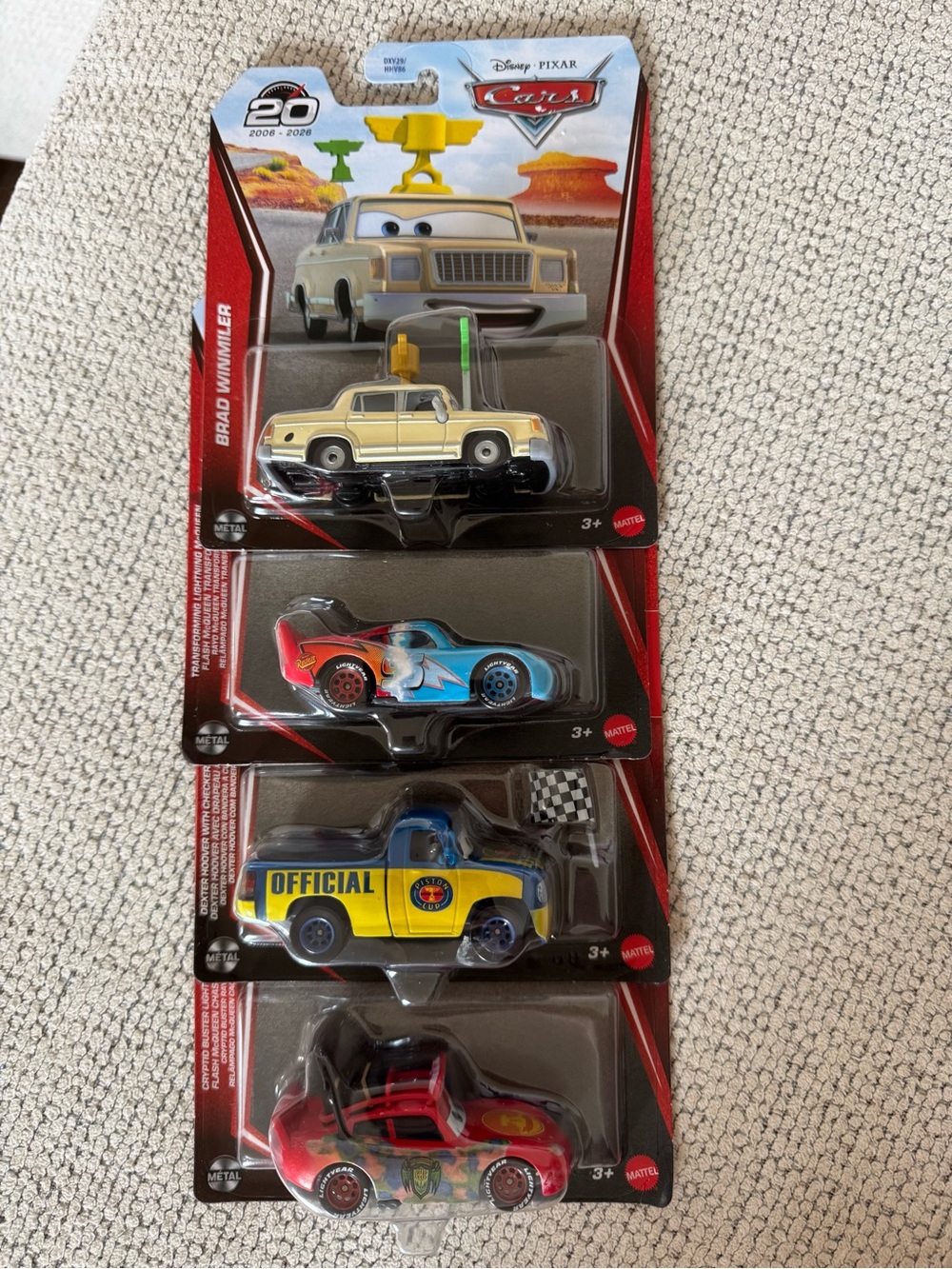 Disney Cars 4-Pack Toy Vehicles - Beige, Red, Blue, Yellow
